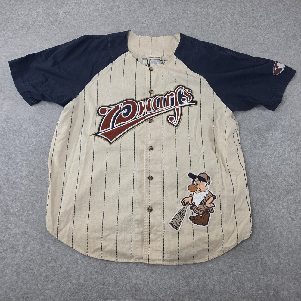 Vintage Disney Grumpy Dwarfs Baseball Jersey #7 Pinstripe XL 90s Disney World